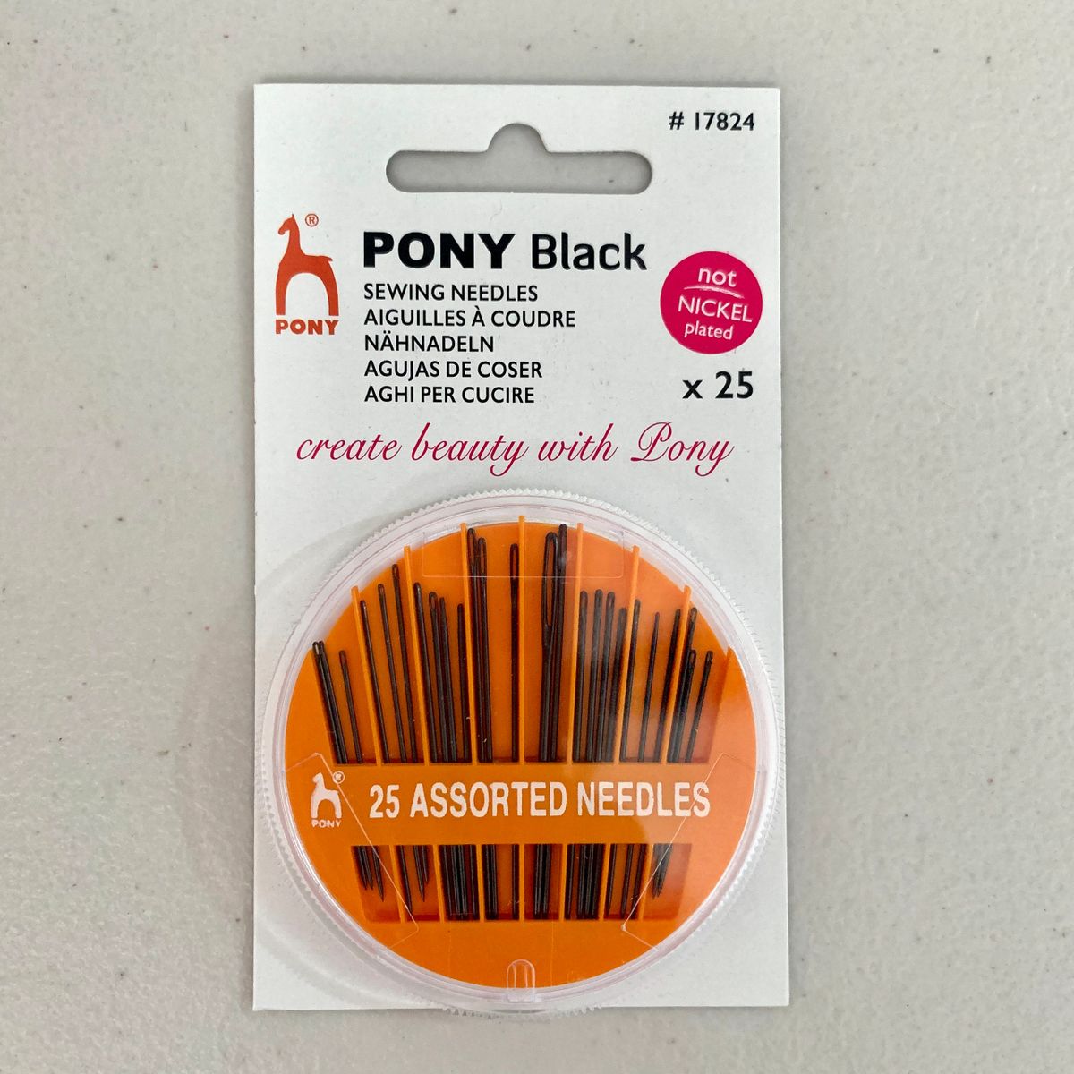 Agujas de reparación negras Pony, paquete de 7 agujas surtidas